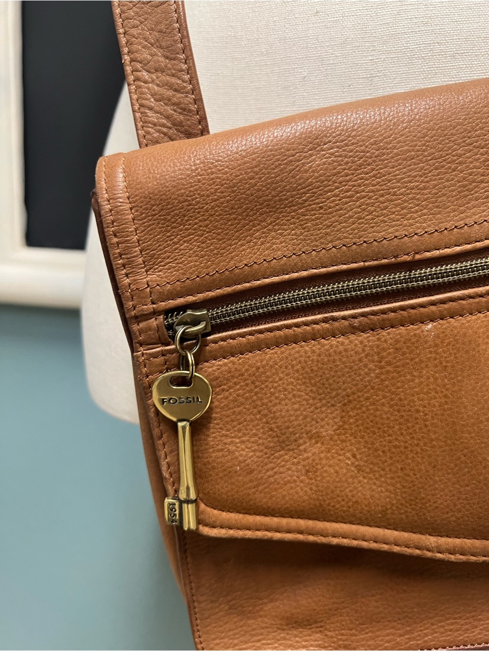 Fossil Brown Leather Shoulder crossbody bag - Picture 3 of 9
